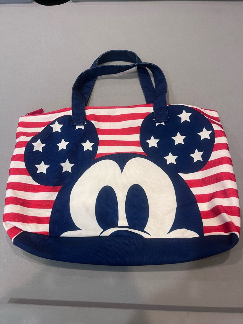 Disney Red White and Blue Mickey Mouse USA Stripe Tote Bag